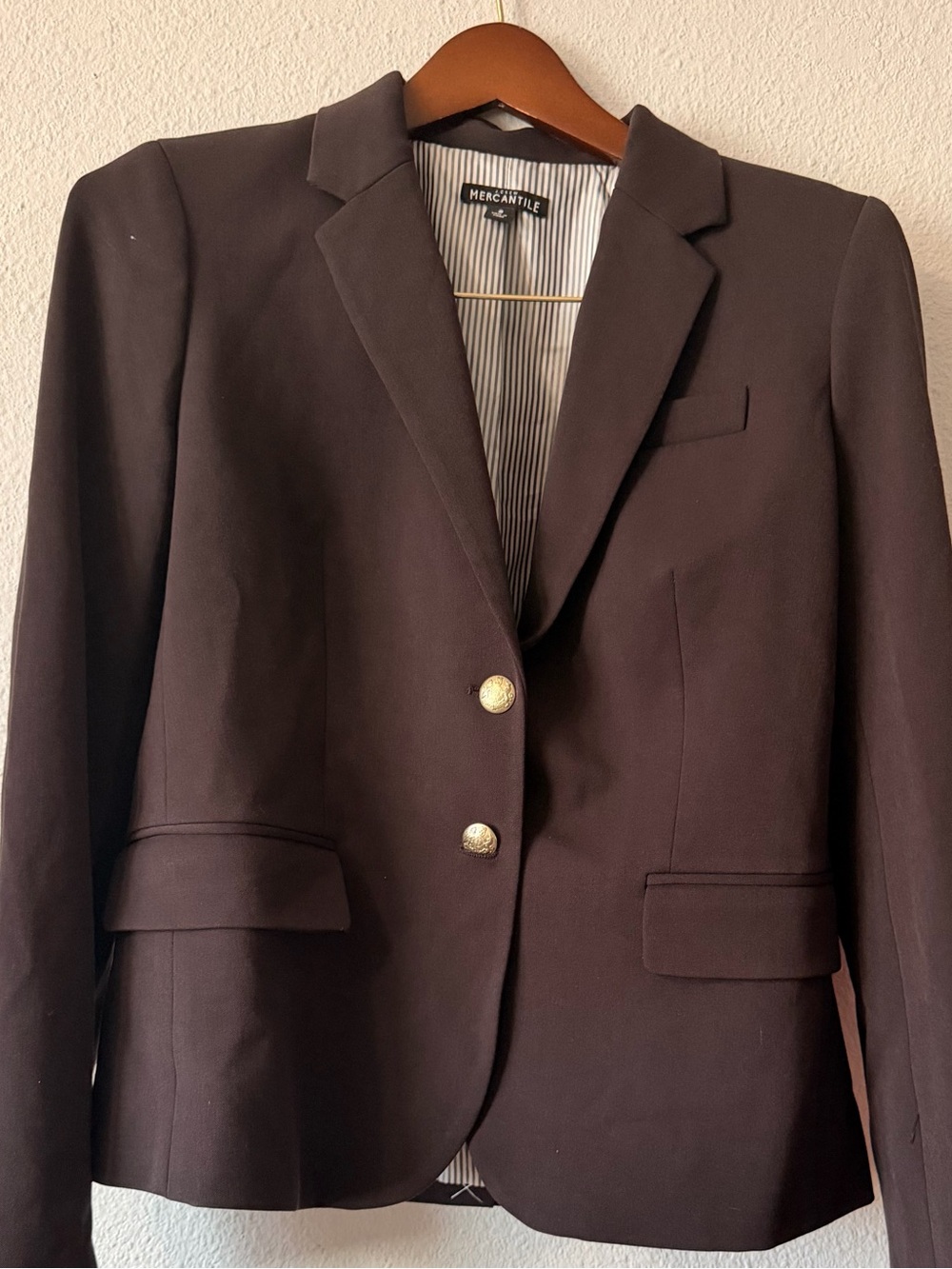 J. Crew Chocolate Brown Tailored Blazer with Gold Buttons - Picture 2 of 13
